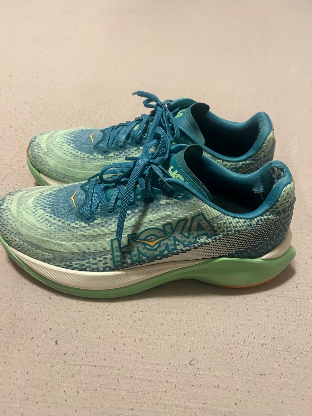 Hoka Teal and Mint Men's Running Shoes